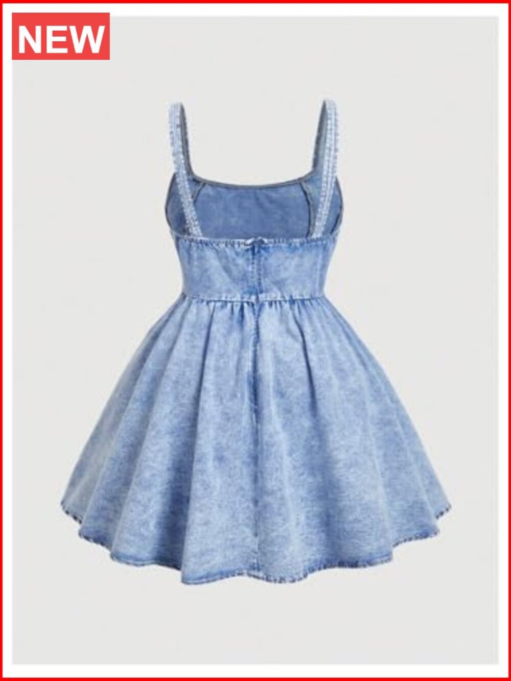 Plus Size Scoop Neck Denim Dress Sleeveless A-Line Flowy Mini Jean Dress - Picture 3 of 4